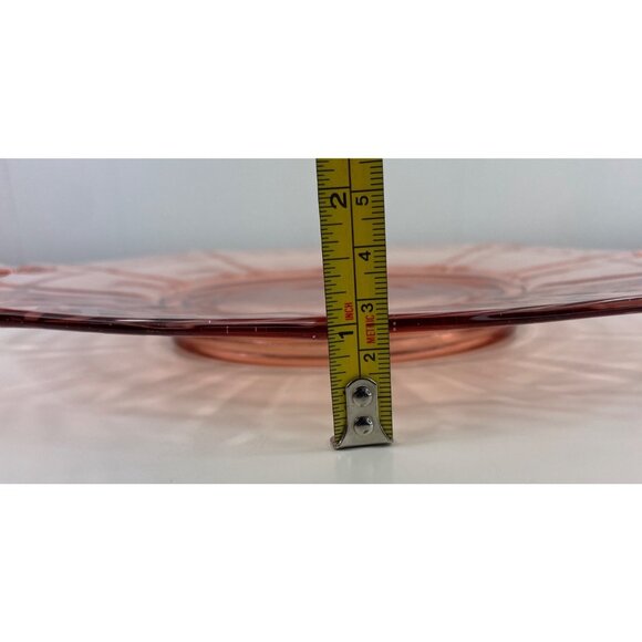 Vintage Pink Depression Glass Serving Tray With Handles Octagonal Shape Elegant - Picture 10 of 12
